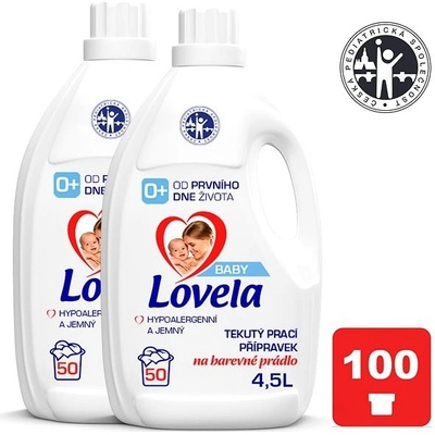 Lovela Baby tekutý prací prípravok na farebnú bielizeň 2 × 4,5 l 100 PD