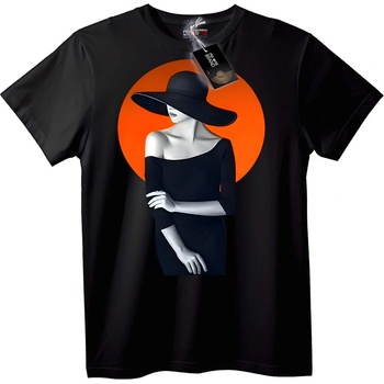 NOONEBRAND Тениска Елегантна жена с черна шапка - XL, Black