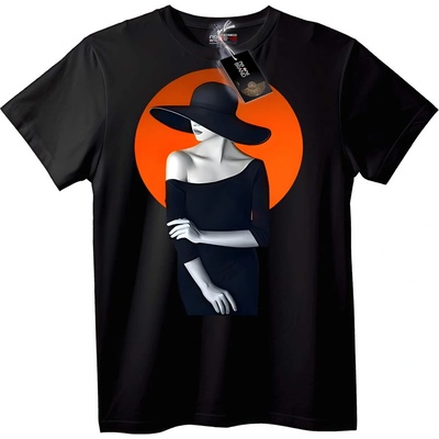 NOONEBRAND Тениска Елегантна жена с черна шапка - XL, Black