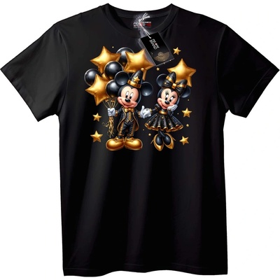 NOONEBRAND Тениска Mickey & Minnie Златни Звезди - XS, White