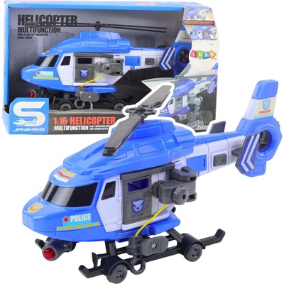 LEAN Toys Policajná helikoptéra 1:16 so svetlami, zvukmi a hákom s nosidlami