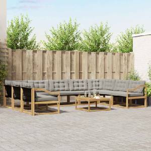 vidaXL Комплект дивани за открито 10 бр. Бяло и светлосиво (3389101)
