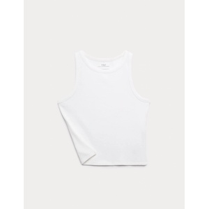 Marks & Spencer Топ без ръкави с висок процент памук (6-16 години) Marks & Spencer бял Marks & Spencer | Byal | Момичешки | 8-9 години