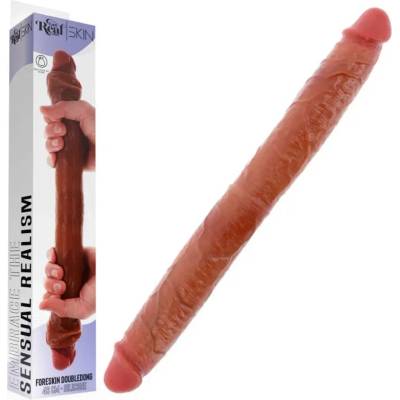 Двойно дилдо от силикон с подвижна кожа, 46см. - Get Real Dildo (D-244991)