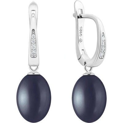 Gaura Pearls stříbrné náušnice s černou perlou Vanessa SK24457EL/B stříbrná Černá