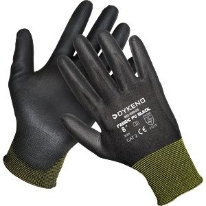 DYKENO fabric pu black 003-k09 / Ръкавици с покритие от текстил - черни 5 (003-k09-05)