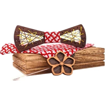 Gaira drevený s vreckovkou a brošňou 709225 biela