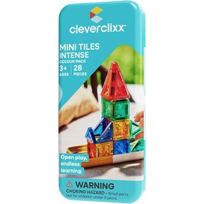 Cleverclixx Магнитен строителен комплект Mini Tiles Pack Intense - 28 бр