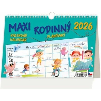 Stolový riadkový 24x16 cm MAXI RODINNÝ plánovací 2026