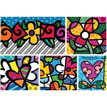 Image 1 of Bluebird Puzzle - Puzzle Britto - Collage: Hearts and Flowers - 1 500 piese