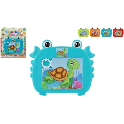 Teddies Presúvačka hlavolam zvieratko plast 12 5x11cm 4 farby na karte