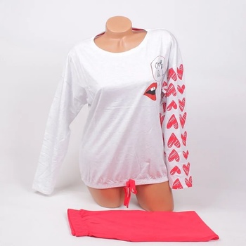 Image 1 of Пижама в бледосиво и червено със сърца