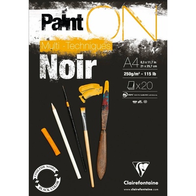 Clairefontaine Paint'On Mix Media blok 250 g 20 listov lepený BlackA3