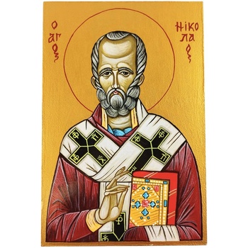 Image 1 of ГОЛЯМА РЪЧНО РИСУВАНА ИКОНА СВЕТИ НИКОЛАЙ ЧУДОТВОРЕЦ