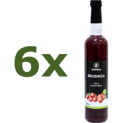 Dobrio Brusnica 100% ovocná šťava BIO 6 x 500 ml