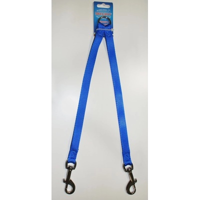 Miazoo Миазоо - Накрайник, повод изкуствена лента за две кучета 10мм/25см син