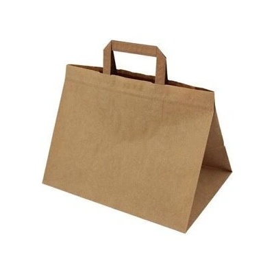 Papírová taška hnědá Takeaway 280x170x270 mm s plochým uchem, odnosová taška