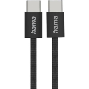 Hama Кабел за зареждане "Fabric", USB-C - USB-C, 1 m, Nylon, черен (HAMA-195002)