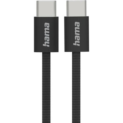 Hama Кабел за зареждане "Fabric", USB-C - USB-C, 1 m, Nylon, черен (HAMA-195002)