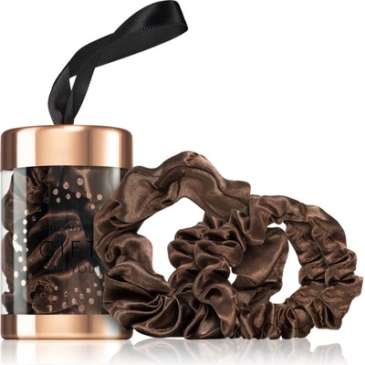 BrushArt Gift for You Slim & Midi satin scrunchie set ластици за коса Chocolate brown 3 бр