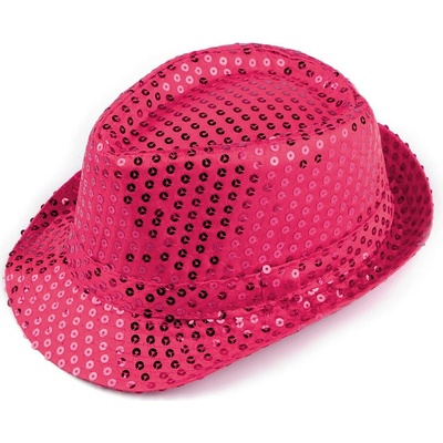 Klobouk s flitry na karneval a párty pink 1 ks