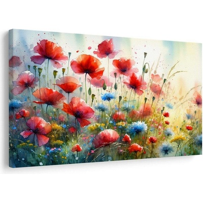 Obraz červené máky a modré chrpy - 60x40