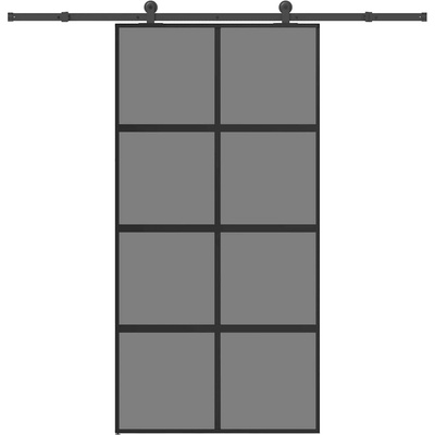 vidaXL Плъзгаща се врата с обков 102, 5x205 см Закалено стъкло алуминий (3333024)