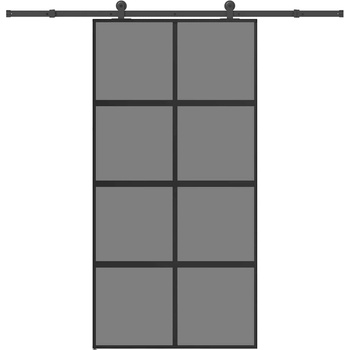 vidaXL Плъзгаща се врата с обков 102, 5x205 см Закалено стъкло алуминий (3333024)