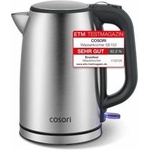 COSORI kettle stainless steel with 1.7 L | 2200W | No plastic contact | LED lighting | 360° rotating base | Large opening | Dry boil protection | Strix Technology | Silver-black - CEK-S152-VEU Електрически кани