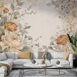 Art Gift Decor Фототапет винтидж цветя в бежово и праскова