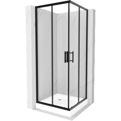 Mexen Rio квадратна душ кабина 80 x 80 см, прозрачна, черна + корито Rio, бяло - 860-080-080-70-00-4510 (860-080-080-70-00-4510)