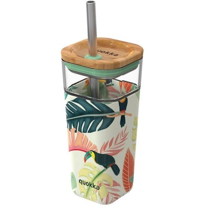 QUOKKA LIQUID-CUBE Sklenený pohár so silikónovým povrchom TOUCANS 40050 540 ml