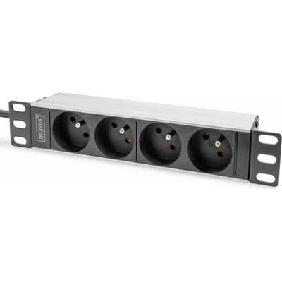Digitus 1U hliníkové PDU, montáž do racku 254 mm (10 ), 4x zásuvka CEE 7/5, 16 A, 4000 W, 250 VAC 50/60 Hz