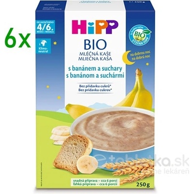 HiPP Bio mliečna Dobrú noc s banánom a suchármi 6 x 450 g