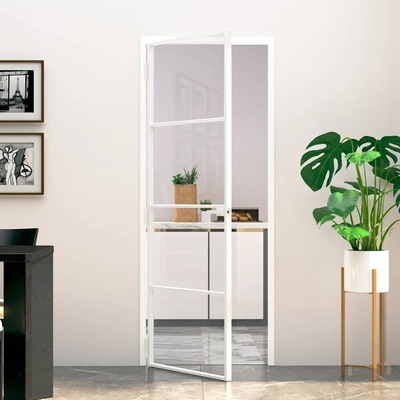 zahrada-XL bílé 76x201,5 cm tvrzené sklo a hliník úzké 153666