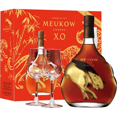Meukow XO 40% 0,7 l (dárkové balení 2 sklenice)