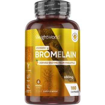 WeightWorld Bromelain, 650 mg, 180 капсули, Weight World (128862 WW)