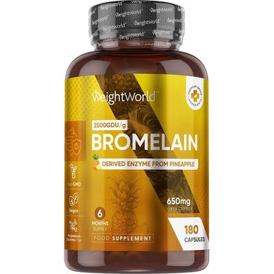 WeightWorld Bromelain, 650 mg, 180 капсули, Weight World (128862 WW)