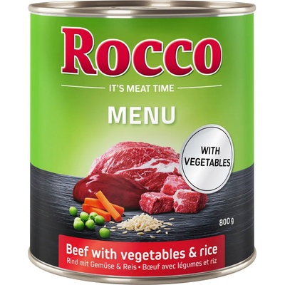 Rocco 20 + 4 подарък! Rocco Menu 24 x 800 г - говеждо със зеленчуци и ориз