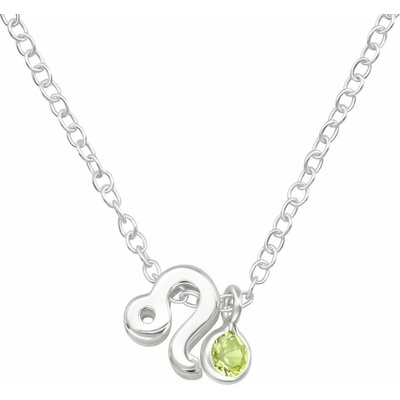 Bijutanki Сребърно Колие - Зодия Лъв с Камък