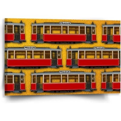 Sablio Obraz Pražské historické električky Žltý Pattern - 60x40 cm