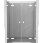 Mexen Lunar Двойни душ врати с панти 160 см, прозрачни, бели - 834D-160-000-20-00 (834D-160-000-20-00)