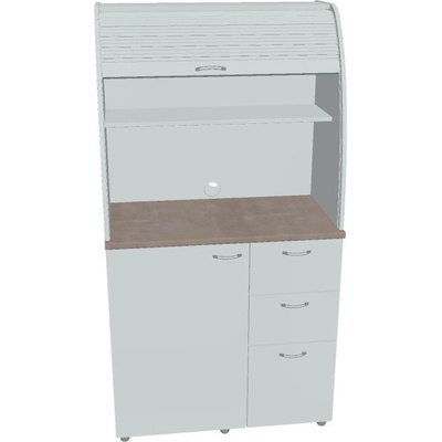OFFICE PRO HOBIS kuchyň s lednicí, pravá - KU 3 2 P, šedá