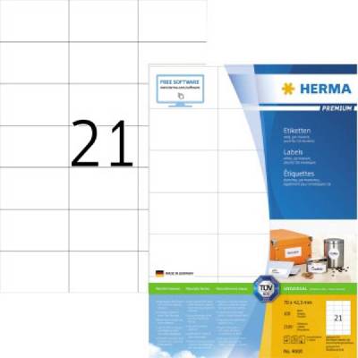 Herma 4668 univerzální etikety 70 x 42,3 mm papír bílá 2100 ks trvalé inkoustová tiskárna laserová tiskárna kopírka