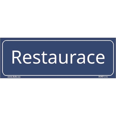 DUKO RESTAURACE tabulka modrá Formát: 300 x 105 mm, Materiál: plast 0,5 mm, samolepící vinylová fólie