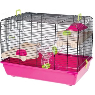 INTER-ZOO Pet Products Клетка за гризачи JERRY II с тунел 58 x 38 x 43 cm РОЗОВА