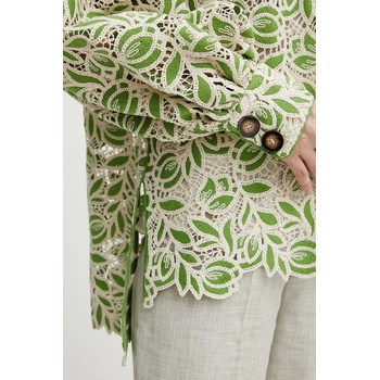 Luisa Spagnoli Блуза Luisa Spagnoli дамска в зелено с десен 542155 (542155)