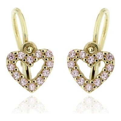 Zlatnictví U Kostela dětské zlaté náušnice růžová srdíčka 239517R