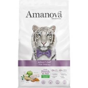 Amanova adult cat fish delicacy - пълноценна храна за пораснали котки от всички породи, с Бяла риба и ябълка - 4 кг, Испания - 33546