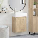 vidaXL Мивка за баня със смесител Дъб сонома 45, 5 x 22, 5 x 84 см (889503)